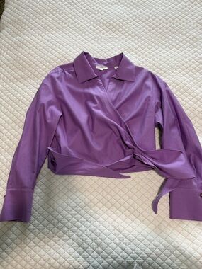 Vince Purple Wrap-Front Button Down Shirt